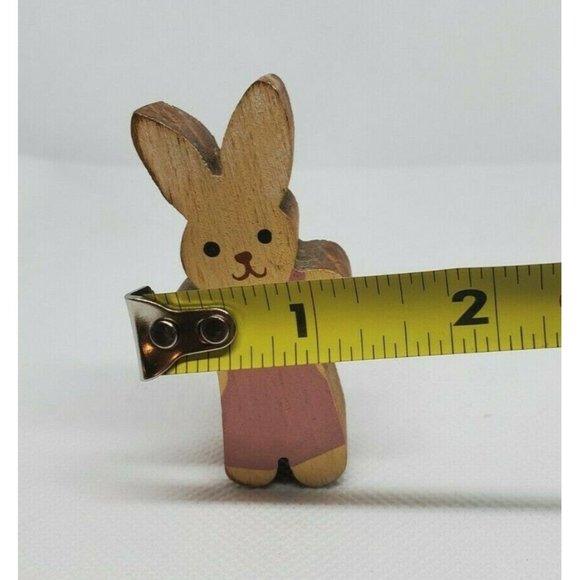 Pink And White Vintage 1988 Pat Kudron Wooden Miniature Bunny Shelf Sitter - Picture 6 of 10